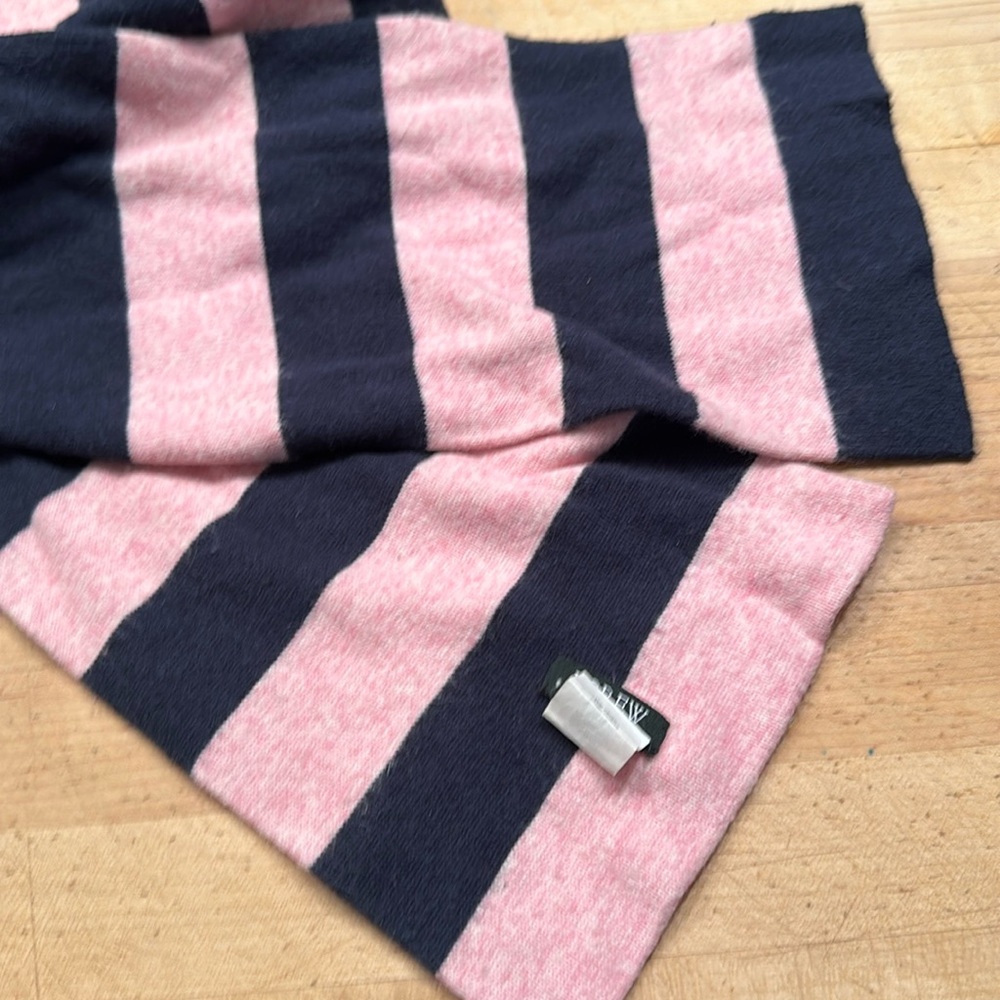 J. Crew Pink and Navy Blue Striped Scarf